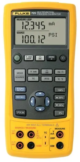 Calibrador Multifunción para medir y generar mA, Voltios, Temperatura (RTD y termopares), Frecuencia, Ohmios y Presión (módulos de presión opcionales) FLUKE-725 US
