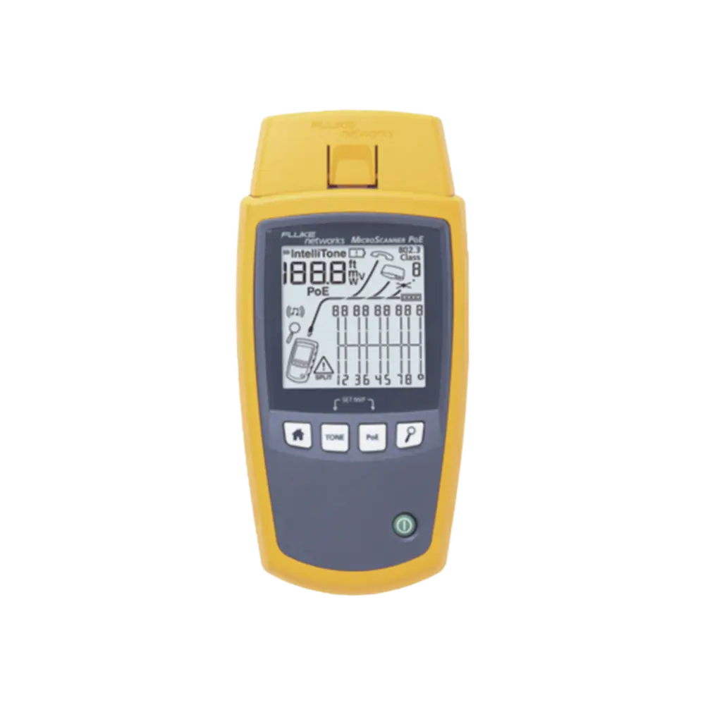 Verificador de Red MicroScanner PoE, para Comprobación de Redes de Voz, Datos, Video y PoE 802.3af, at, bt y UPOE, Con Pantalla LCD Retroiluminada