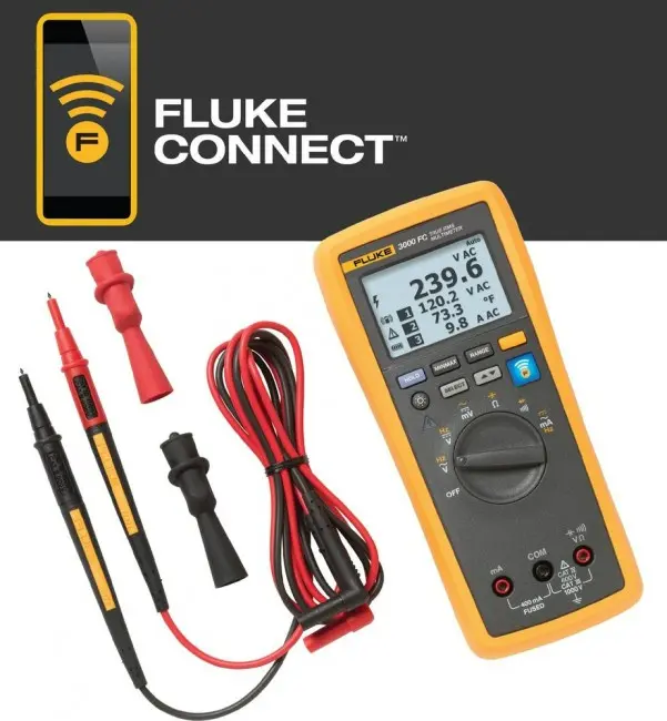 Multímetro digital portátil con comunicación inalámbrica Fluke Connect, 6,000 cuentas y 3 5/6 dígitos. 1,000V AC/DC TRMS