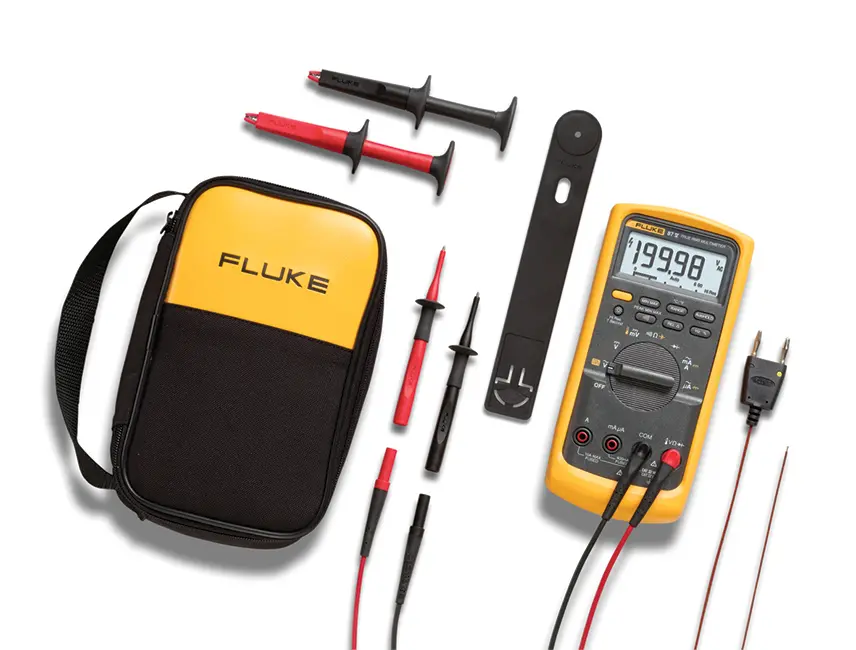 Multímetro digital portátil diseñado para el campo industrial. Incluye cables de prueba largos y pinzas tipo cocodrilo más grandes FLUKE-87-5/E2 KIT