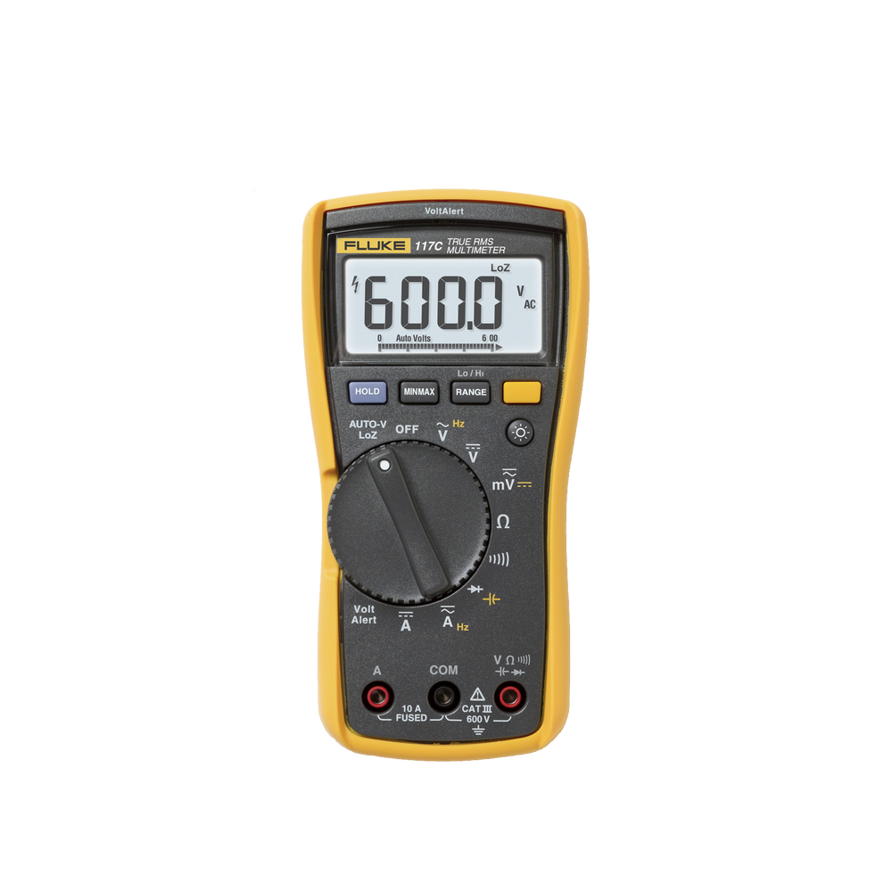 Multímetro Digital para Electricista, con Detector de Voltaje sin Contacto, Uso con Voltaje Máximo de 600 V, Pantalla LED Retroiluminado - Fluke 117
