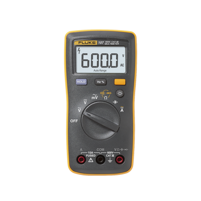 Multímetro Digital de Tamaño Compacto, Para Medición de Corriente y Tensión, Uso con Voltaje Máximo de 600 V, Pantalla LED Retroiluminada - Fluke 107ESP