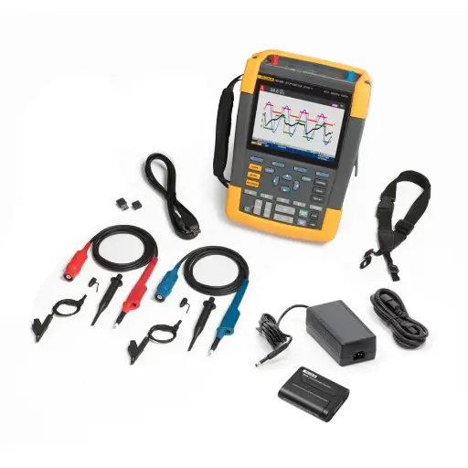 [FLUKE-190-202-III] Osciloscopio Digital Portátil de 200 MHz; 2 Canales, 2.5 GS/s 10,000 p con Display a color e Interface USB y opcional Wifi