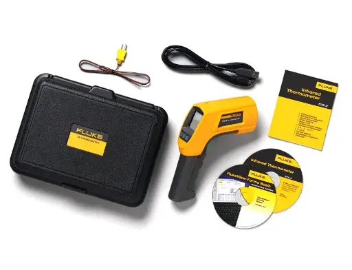 [FLUKE-572-2] Termómetro infrarrojo tipo pistola con rango de temperatura de -30 a 900 °C, óptica de 60:1, cuenta con doble láser para la ubicación del objetivo.