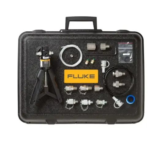 [FLUKE-700PTPK2] Kit premium de bomba de presión neumática resistente y de alta calidad para obtener resultados de las pruebas rápidos y precisos, que genera una presión de hasta 600 psi, 40 bares. Incluye la bomba manual neumática 700PTP-1, mangueras y adaptadores de prueba premium y un estuche rígido de protección.