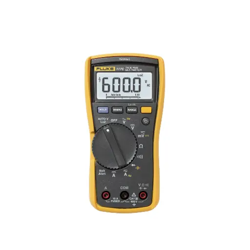 [FLUKE-117] Multímetro Digital para Electricista, con Detector de Voltaje sin Contacto, Uso con Voltaje Máximo de 600 V, Pantalla LED Retroiluminado - Fluke 117