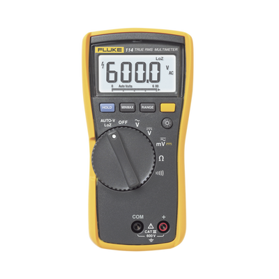 [FLUKE-114] Multímetro Digital Básico para Electricista, Uso con Voltaje Máximo de 600 V y Pantalla LED Retroiluminada - Fluke 114